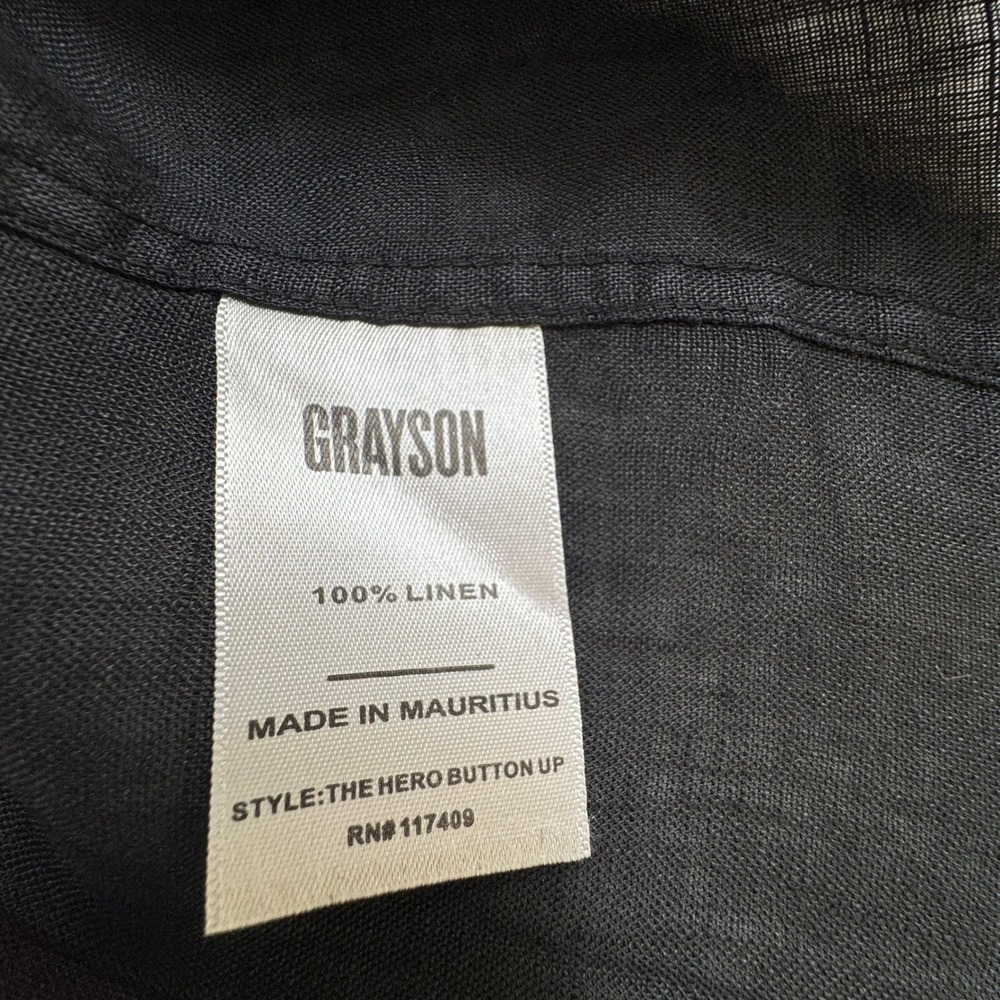 Grayson The Hero Button Up Women Medium Black 100% Linen Long Sleeve Shirt - Picture 2 of 7